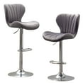 thumbnail image 1 of Roundhill Furniture Ellston Upholstered Adjustable Swivel Barstools in Gray, Set of 2, 1 of 17
