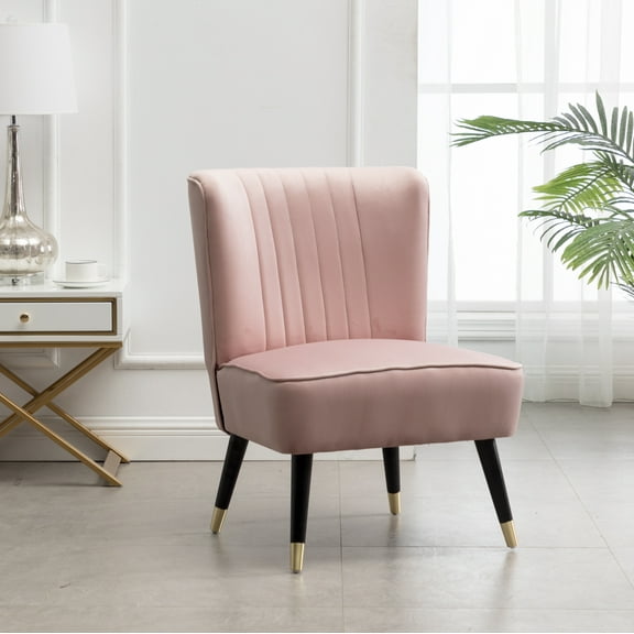 Roundhill Furniture Elon Contemporary Velvet Upholstered Accent Chair, Pink