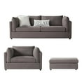 thumbnail image 1 of Roundhill Furniture Enda Pillow Back Fabric 3-Piece Sofa and Cuddler Chair Set, Carbon Gray, 1 of 11