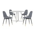 thumbnail image 1 of Roundhill Furniture Evatt 5-Piece Round Dining Set, Trestle Round Table with 4 Stylish Chairs, Gray, 1 of 12