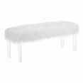 thumbnail image 1 of Roundhill Furniture Faux Fur Living Room Bench in White/Clear Acrylic Legs, 1 of 3