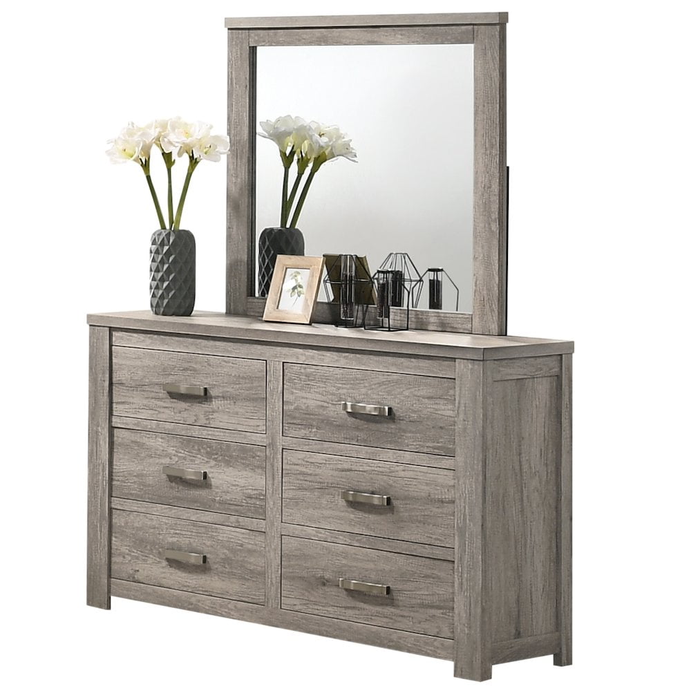 walmart dresser grey Ioana Antique Grey Finish Wood 6-Drawer Dresser – Roundhill Furniture main image 1
