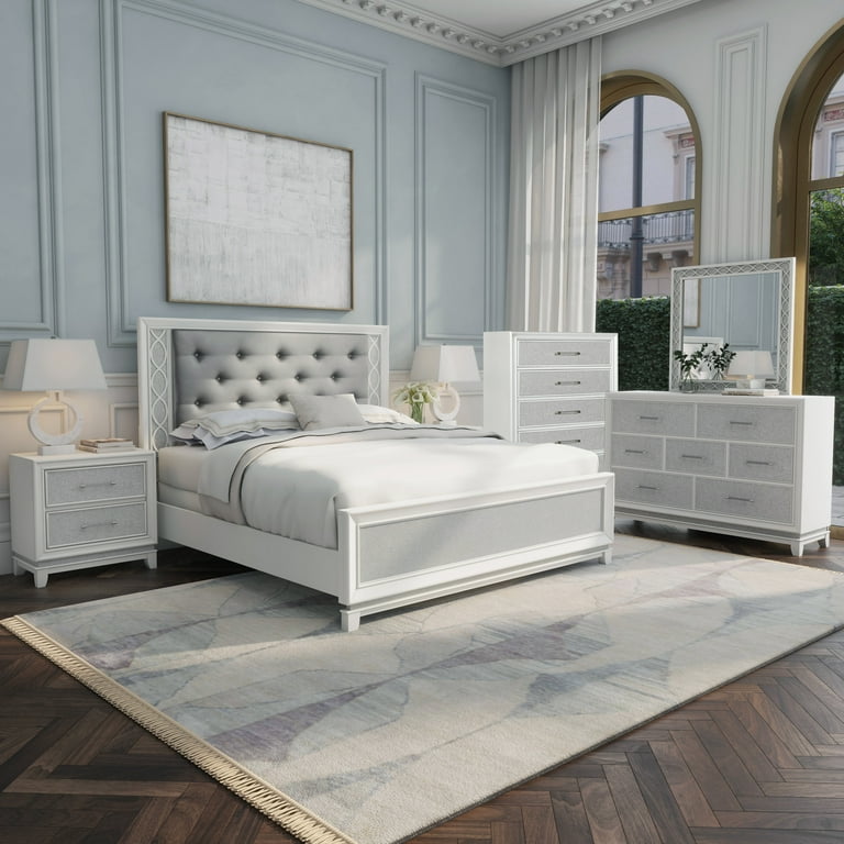 Roundhill Furniture Galaxy 6-Piece Bedroom Set with LED