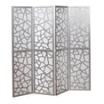 thumbnail image 1 of Roundhill Furniture Giyano Rice Paper/Wood 4-Panel Screen Room Divider in Sliver, 1 of 6