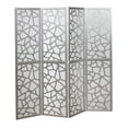thumbnail image 1 of Roundhill Furniture Giyano Rice Paper/Wood 4-Panel Screen Room Divider in Sliver, 1 of 5