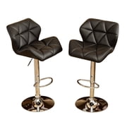 Roundhill Furniture Glasgow Contemporary Tufted Adjustable Height Hydraulic Bar Stools, Set of 2, Black