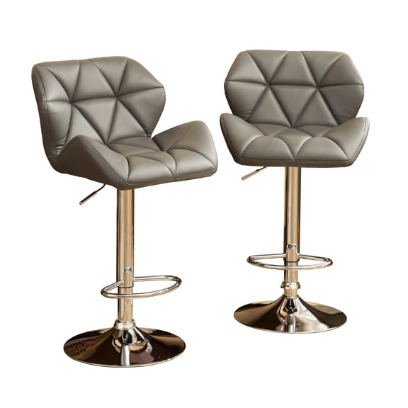 Roundhill Furniture Glasgow Contemporary Tufted Adjustable Height Hydraulic Bar Stools, Set of 2