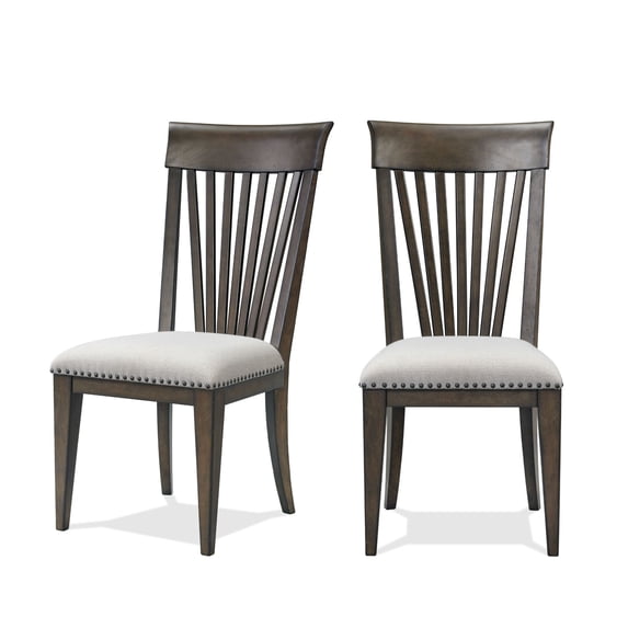 Roundhill Furniture Grant Nailhead Trim Upholstered Dining Chairs, Set of 2, Beige