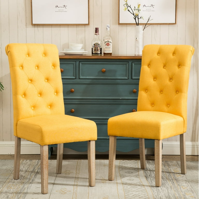 Roundhill Furniture Habit Dining Chair Set of 2 Yellow