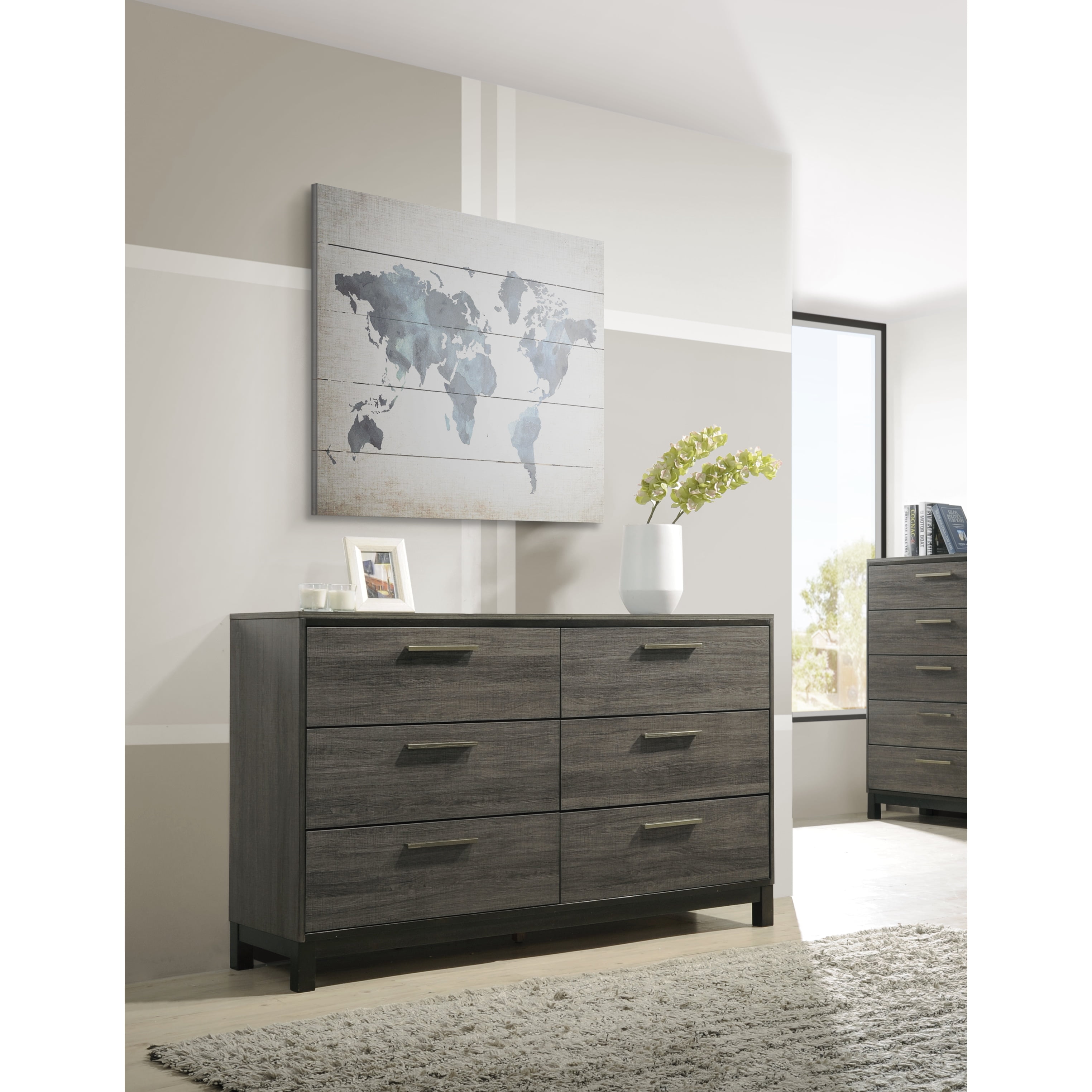 Roundhill Furniture Ioana 187 Antique Grey Finish Wood 6