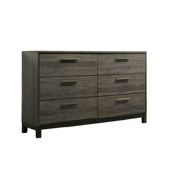 Roundhill Furniture Ioana Antique Grey Finish Wood 6 Drawers Dresser