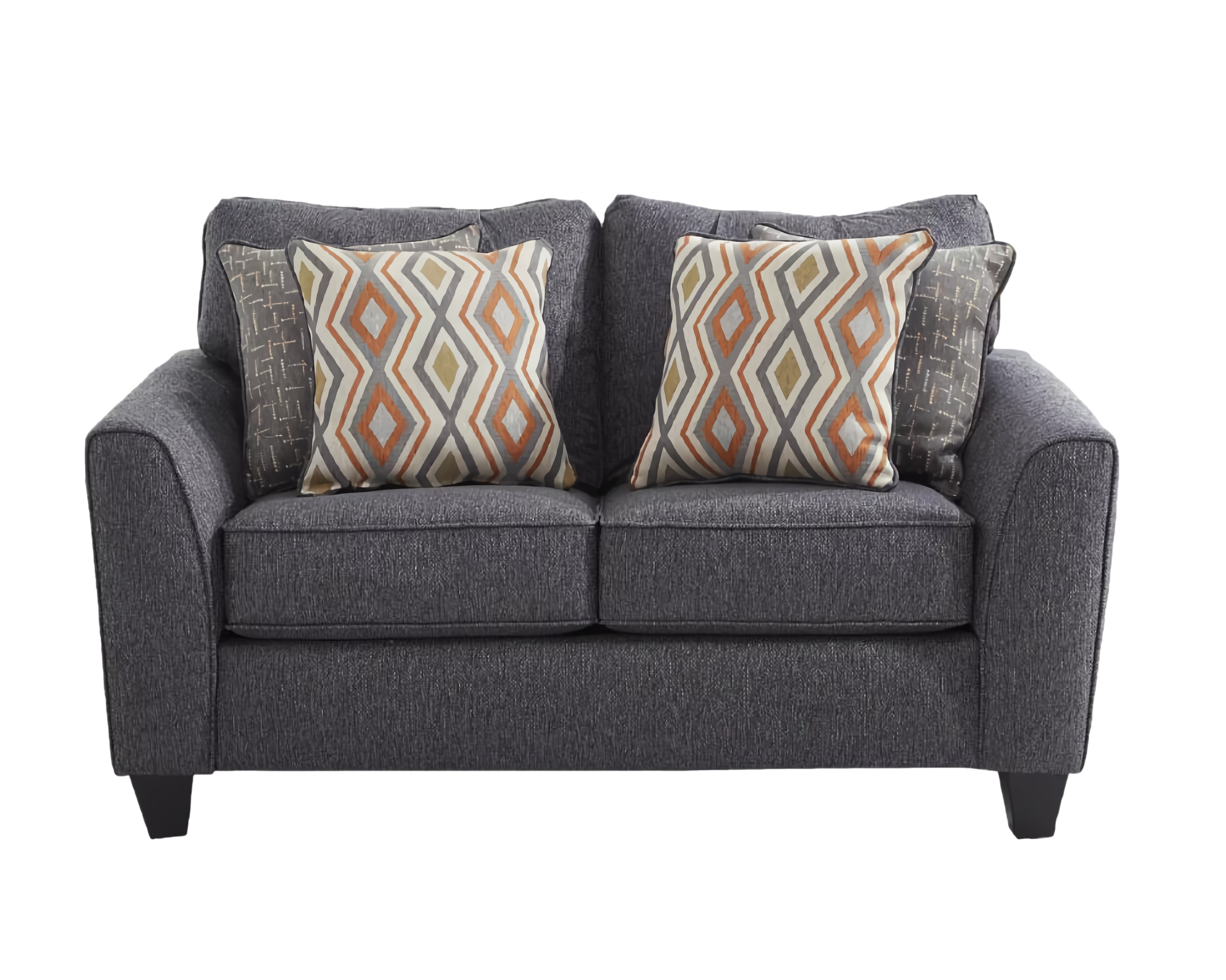 Roundhill Furniture Kanta Contemporary Fabric Loveseat, Features a Pillow Back, Graphite Gray