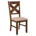 thumbnail image 1 of Roundhill Furniture Karven Cross Back Upholstered Dining Chairs in Dark Hazelnut Finish, Set of 2, 1 of 5