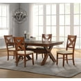 thumbnail image 1 of Roundhill Furniture Karven Extendable Trestle 30'' Height 5-Piece Dining Set, Dark Hazelnut, 1 of 15