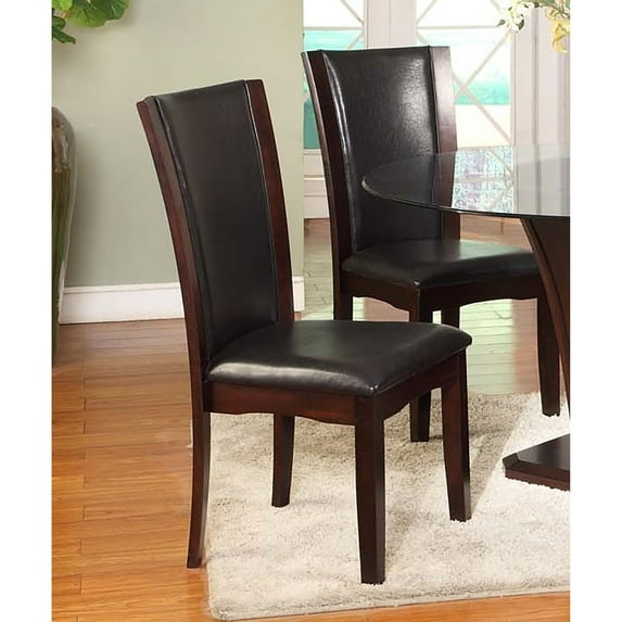 Roundhill Furniture Kecco Wood Dining Chairs (Set of 2) Espresso Espresso Finish Faux Leather
