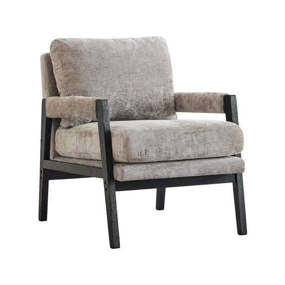 Roundhill Furniture Kelly Mid-Century Modern Chenille Upholstered Accent Armchair, Gray