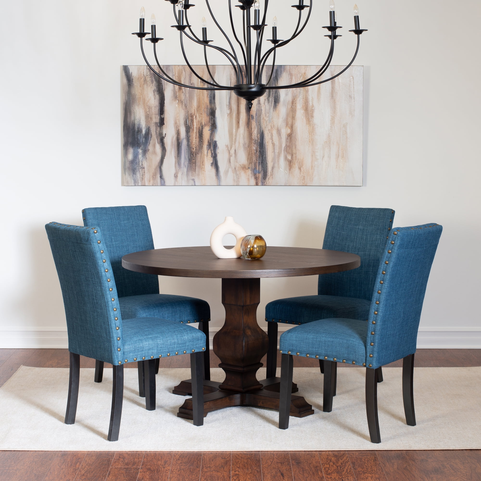 Roundhill Furniture Kohland 5-piece Dining Set, Pedestal Round Table ...