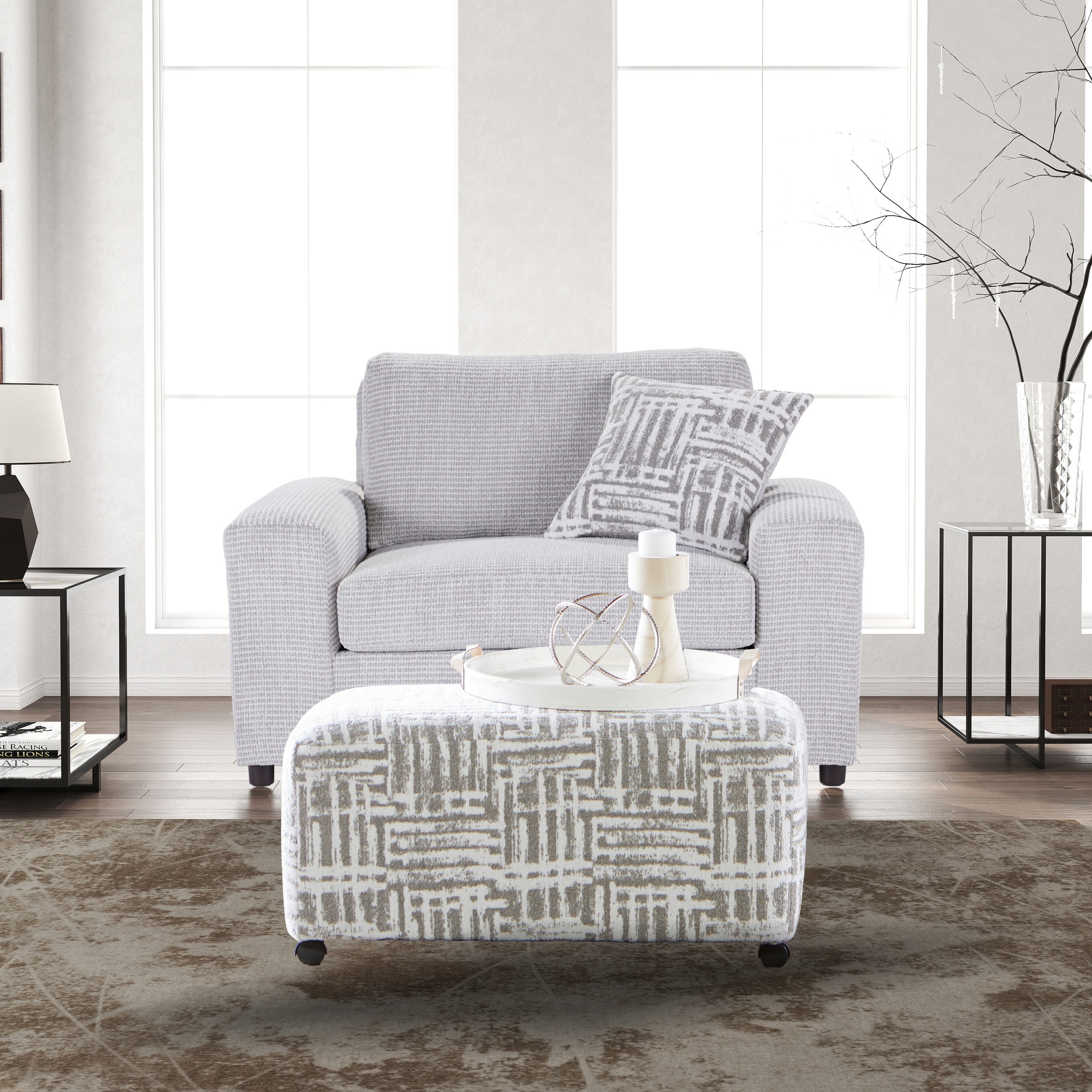 Roundhill Furniture Hernen 2-Piece Living Room Set, Carved