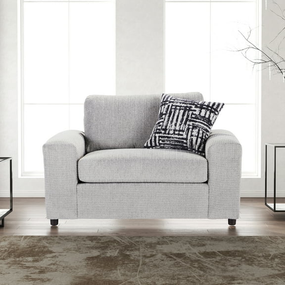 Roundhill Furniture Lancelot Upholstered Stationary Cuddle Chair, Gray Shadow