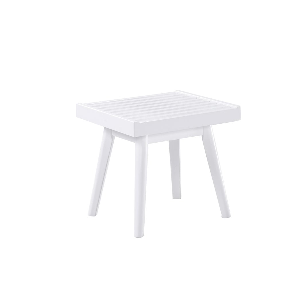 Larwich White Solid Wood Slatted Bedroom Bench, 19-Inch