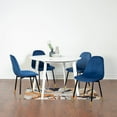 thumbnail image 1 of Roundhill Furniture Lassan Contemporary 5-Pc Dining Set, White Round Dining Table and 4 Chairs, Blue, 1 of 11