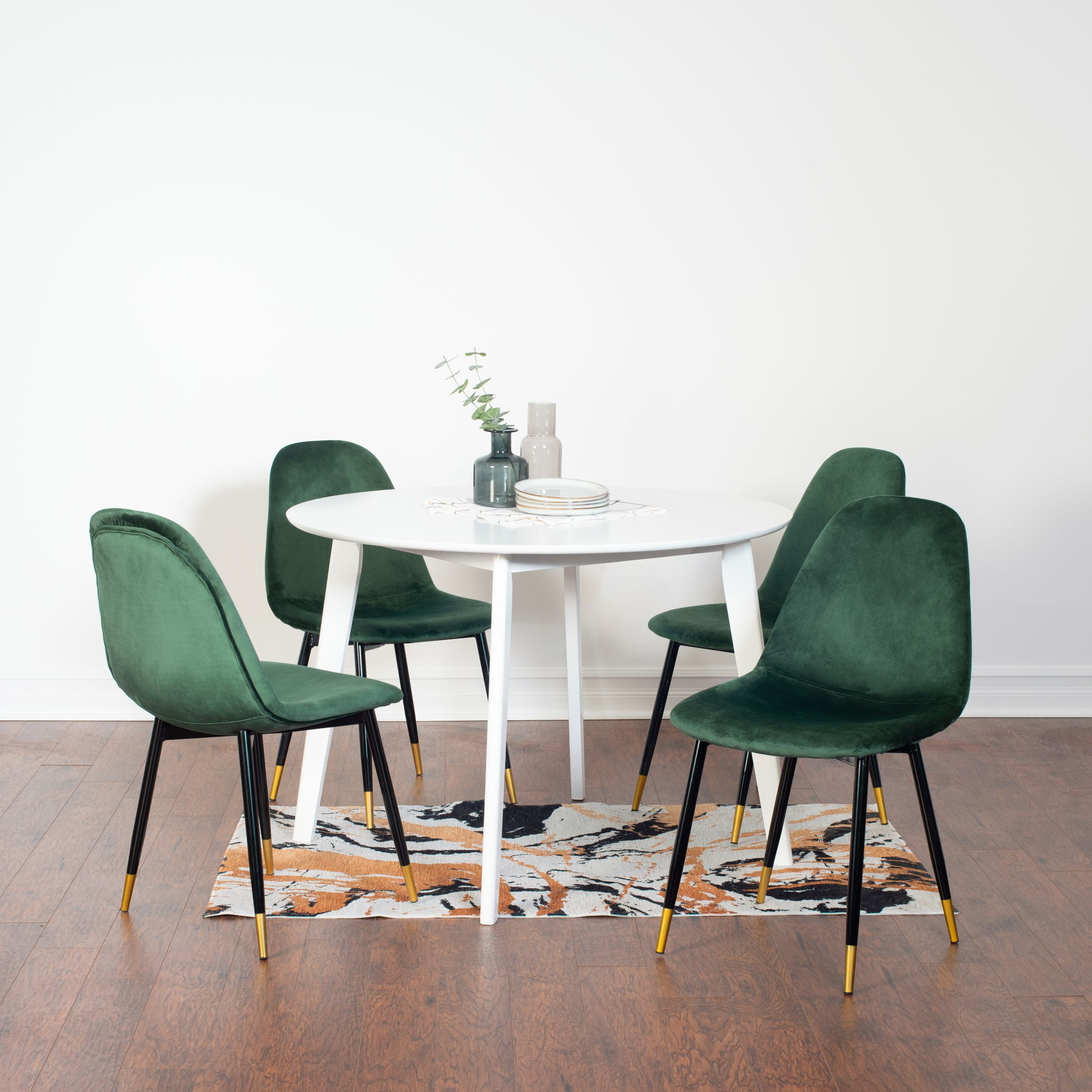 Roundhill Furniture Lassan Contemporary 5-Piece Dining Set, White