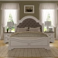 thumbnail image 1 of Roundhill Furniture Laval 3-Piece Antique White and Oak Wood Bedroom Set, Upholestered Queen Bed with 2 Nightstands, 1 of 1