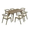 thumbnail image 1 of Roundhill Furniture Modern 7-Piece Dining Set, Walnut Finished Dining Table with 6 Brown Chairs, 1 of 20
