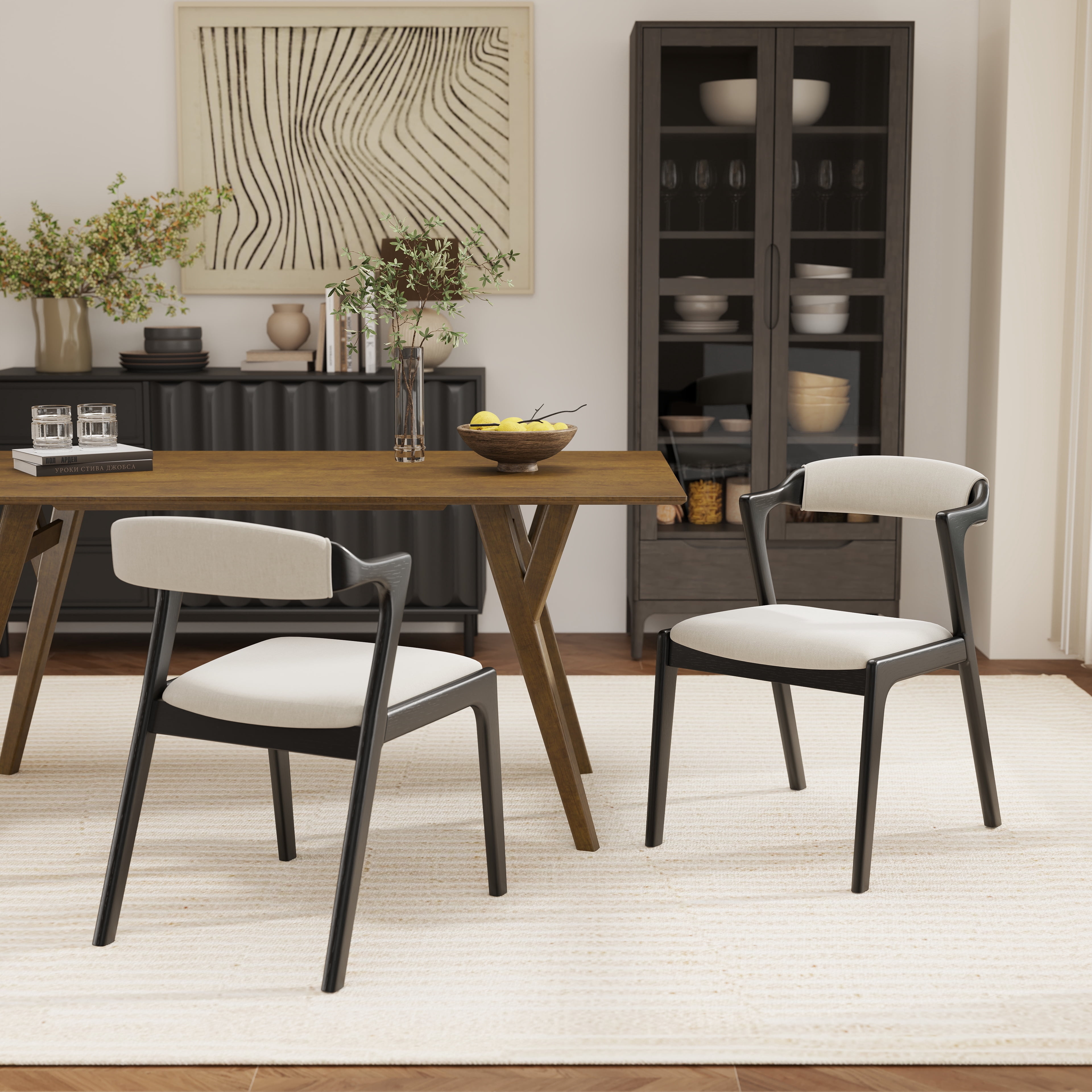 Roundhill Furniture Lavin Upholstered Dining Chairs, Set of 2