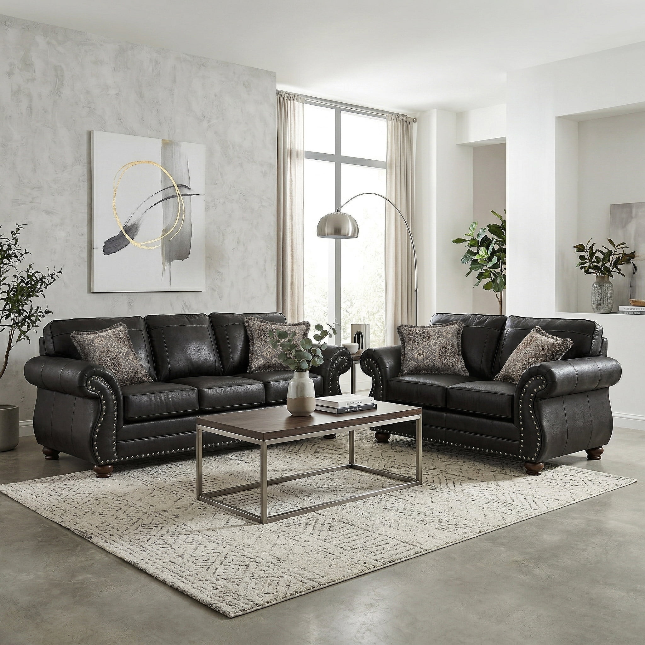 Free Shipping! Roundhill Furniture Leinster Faux Leather Sofa and