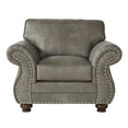 thumbnail image 1 of Leinster Upholstered Nailhead Lounge Chair, Faux Leather, Stone Gray, 1 of 4