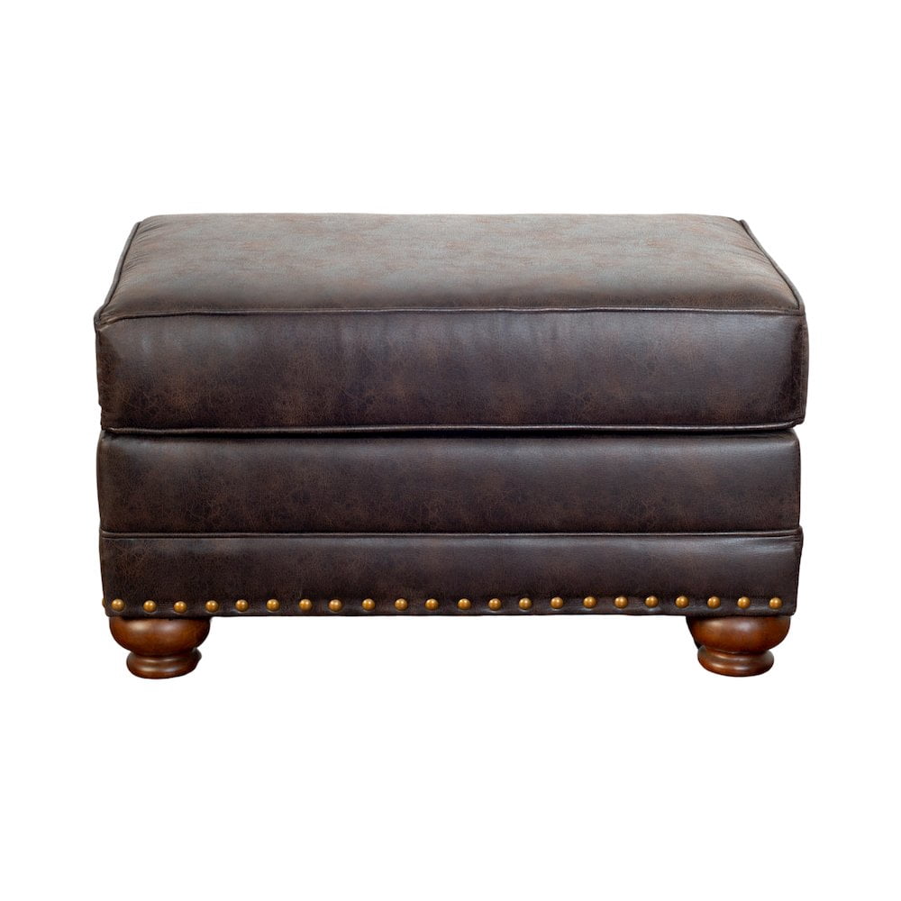 Roundhill Furniture Leinster Faux Leather Upholstered Ottoman, Brown