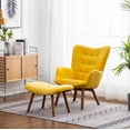 thumbnail image 1 of Roundhill Furniture Leiria Velvet Tufted Accent Chair with Ottoman in Yellow, 1 of 9