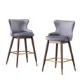 thumbnail image 1 of Roundhill Furniture Leland Fabric Upholstered Wingback Bar Stools, Set of 2, Gray, 1 of 5