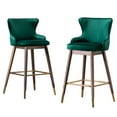 thumbnail image 1 of Roundhill Furniture Leland Fabric Upholstered Wingback Bar Stools, Set of 2, Green, 1 of 5