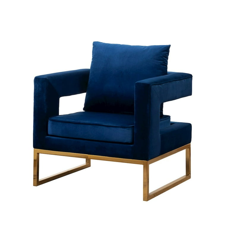 Roundhill Furniture Lenola Contemporary Upholstered Accent Arm Chair Blue