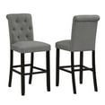 thumbnail image 1 of Roundhill Furniture Leviton Solid Wood Barstool, Tufted Back, Set of 2, Gray, 29.7" Seat Height, 1 of 6