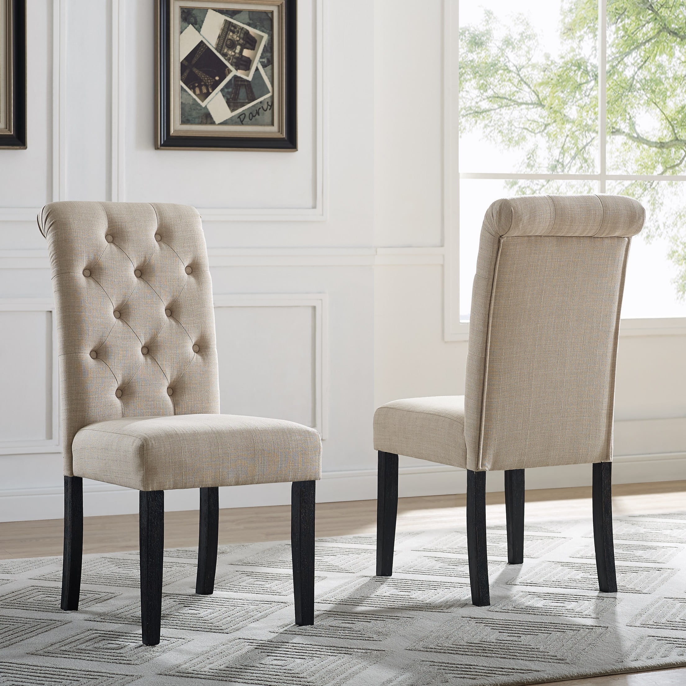 Roundhill Furniture Leviton Upholstered Tufted Parsons Dining