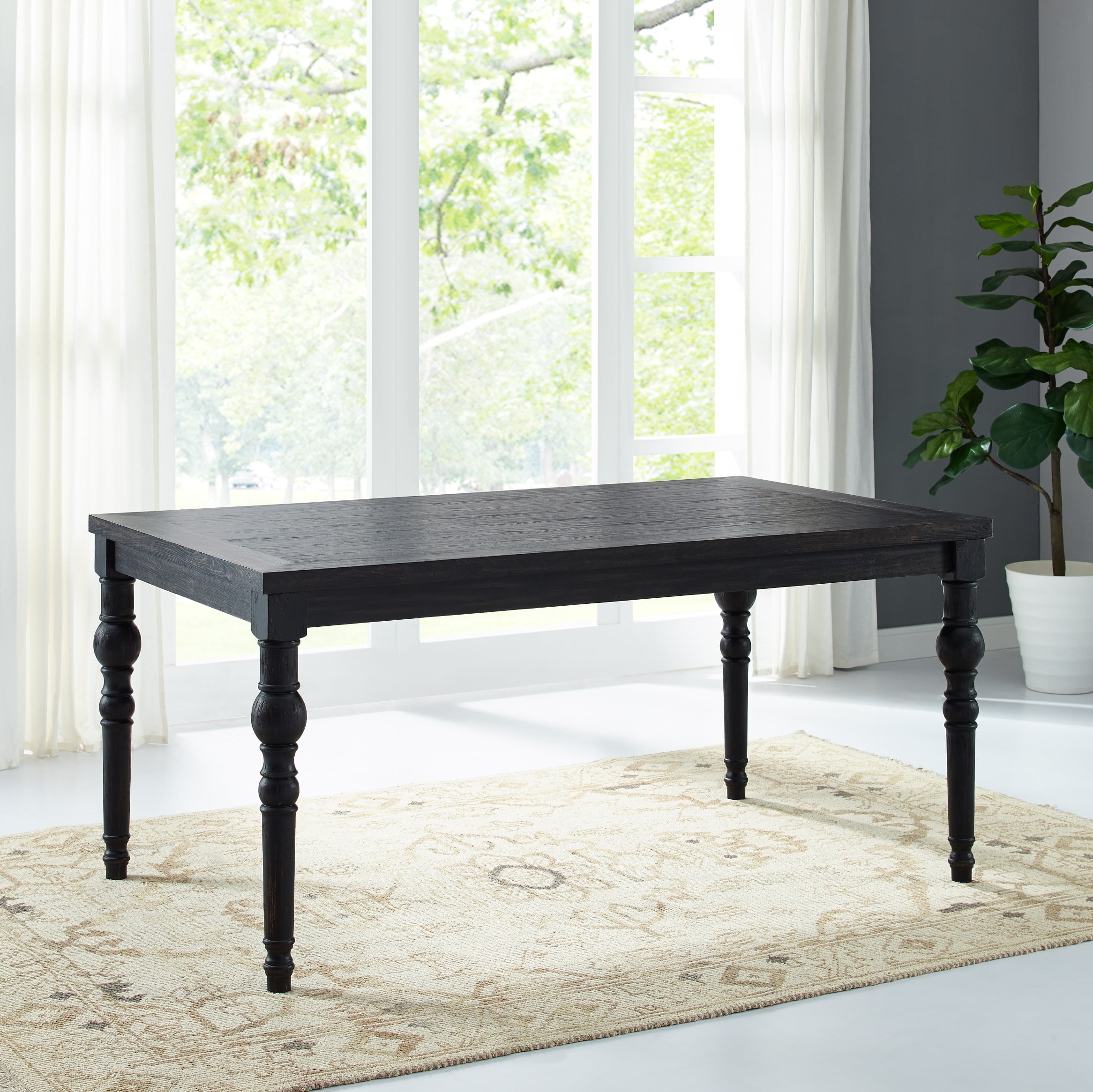 Roundhill Furniture Leviton Set Da Pranzo In Legno Scuro Lavato – Tavolo + 4 Sedie Imbottite, Stile Urban, Grigio - 3