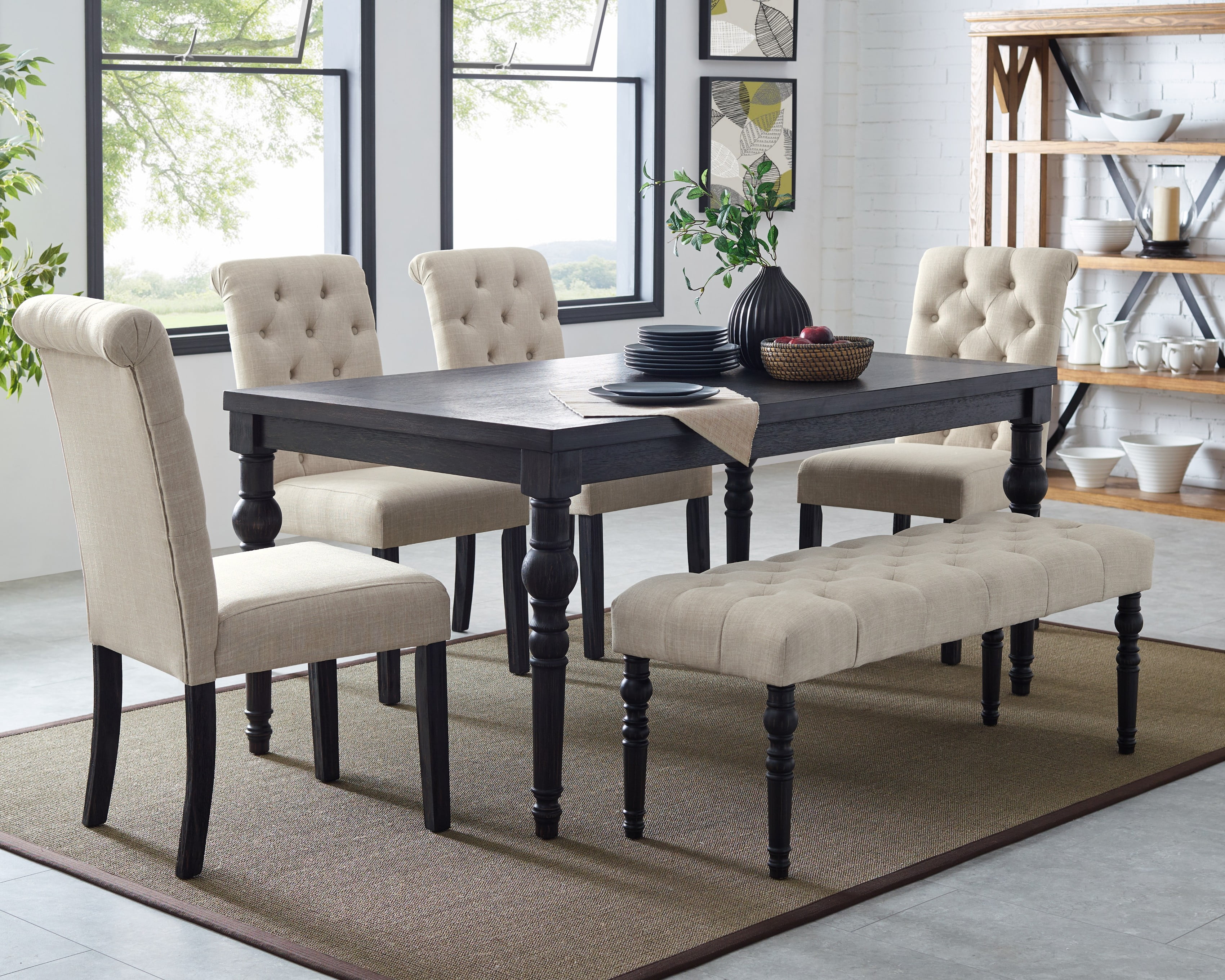 Urban dining table and bench set sales