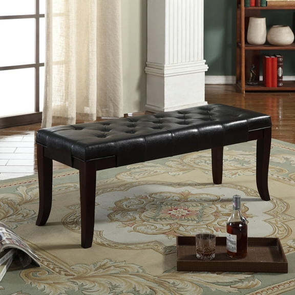 Roundhill Furniture Linon Upholstered & Tufted Bench, Black