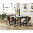 thumbnail image 1 of Roundhill Furniture Lotusville 7-Piece Antique Black Finish Wood Dining Table with 6 Brown Faux Leather Chairs Set, 1 of 5