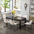 thumbnail image 1 of Roundhill Furniture Lotusville 7-piece Black Dining Table and Faux Leather Chairs Set White, 1 of 5