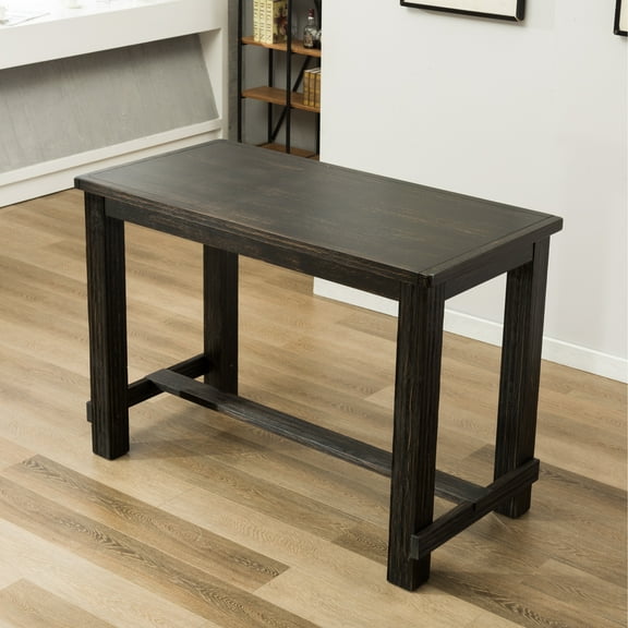 Roundhill Furniture Lotusville Antique Black Rectangular Wood Bar Height Dining Table