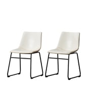 Roundhill Furniture Lotusville Vintage Faux Leather Dining Chair - Set of 2