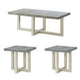 thumbnail image 1 of Roundhill Furniture 3-Piece Coffee Table Set, Coffee Table, Two End Tables, Faux Concrete and White, 1 of 16