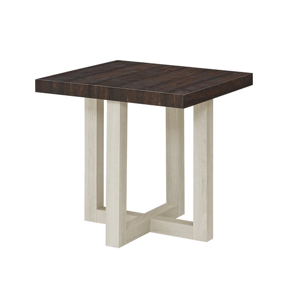 Roundhill Furniture Luno Contemporary End Table, Walnut and White