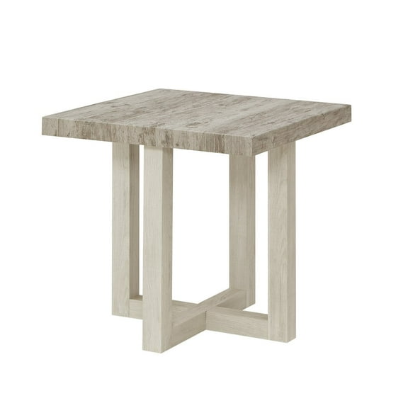 Roundhill Furniture Luno Contemporary End Table, Weathered Gray and Beige