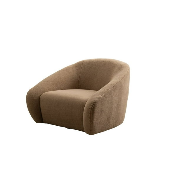 Roundhill Furniture Luzern Modern Boucle Upholstered Accent Chair, 360 Degree Swivel, Camel