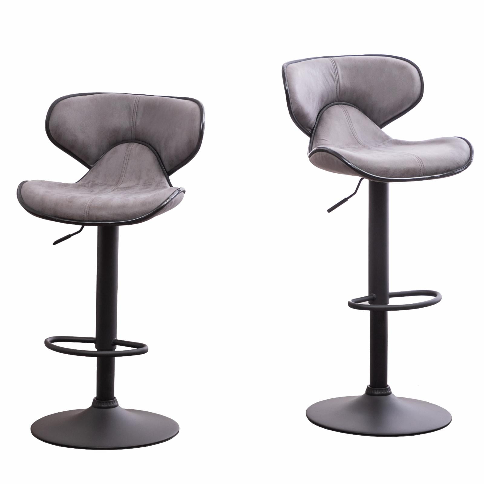 Roundhill Furniture Masaccio Weathered Brown Upholstery Airlift Adjustable Swivel Barstool with Chrome Base Set of 2 Fabric